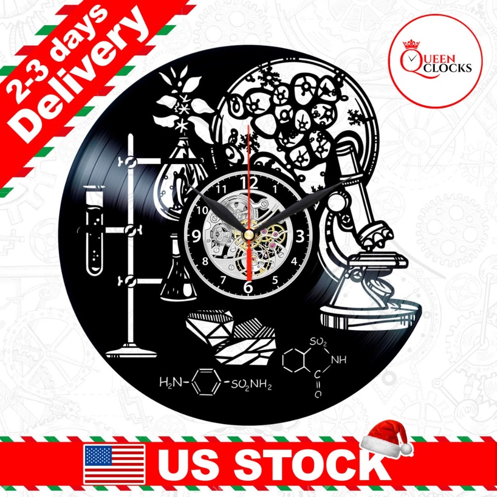 Science Vinyl Clock Chemistry Decor Biology Gifts